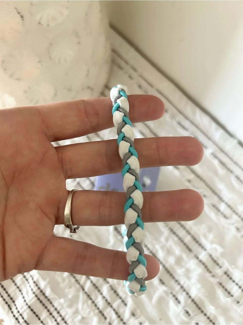 ⭐️ NEW Claire’s Kids Braided Turquoise White Black Headband Elastic